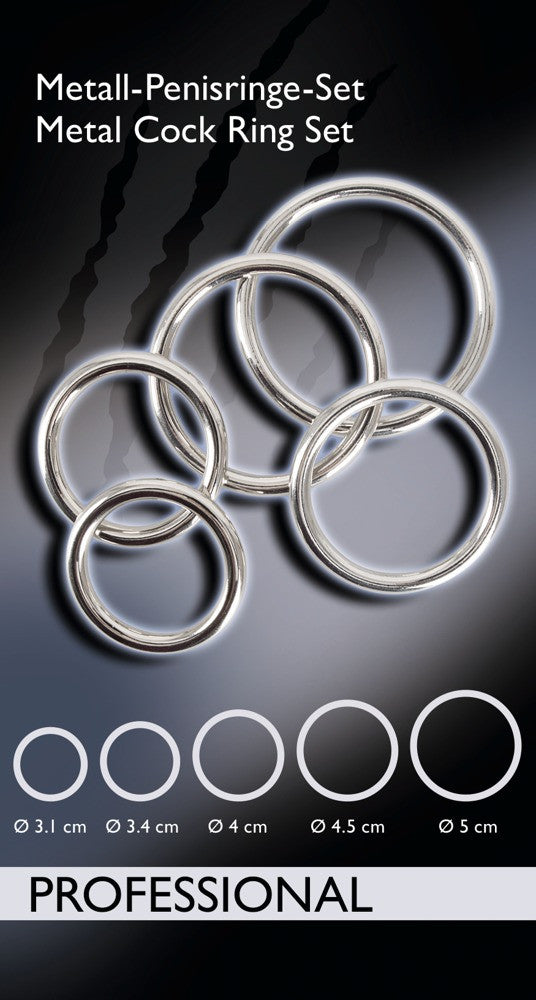 Anello fallico in metallo kit Set of 5 Cock Rings