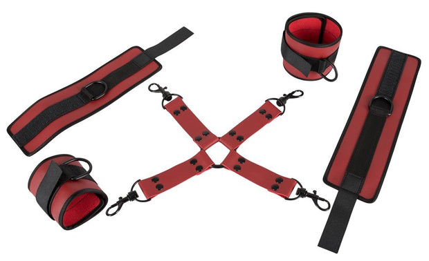 Costrittivo ki set bondage fetish manette e cavigliere harnes con corda bdsm restriant sexy