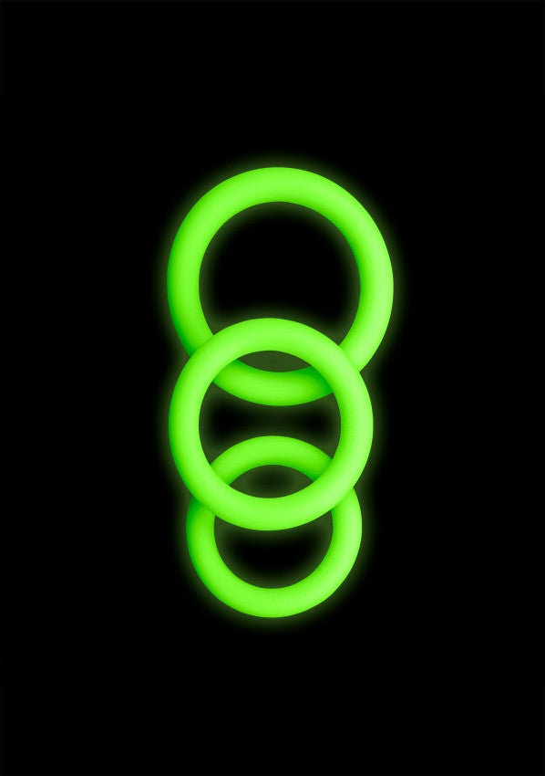 Kit anello per pene 3 pcs Cock Ring Set - Glow in the Dark - Neon Green