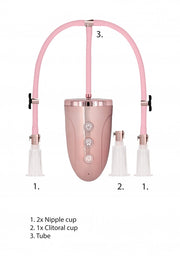 Kit pompa per capezzoli e clitoride Automatic Rechargeable Clitoral & Nipple Pump Set - L - Pink