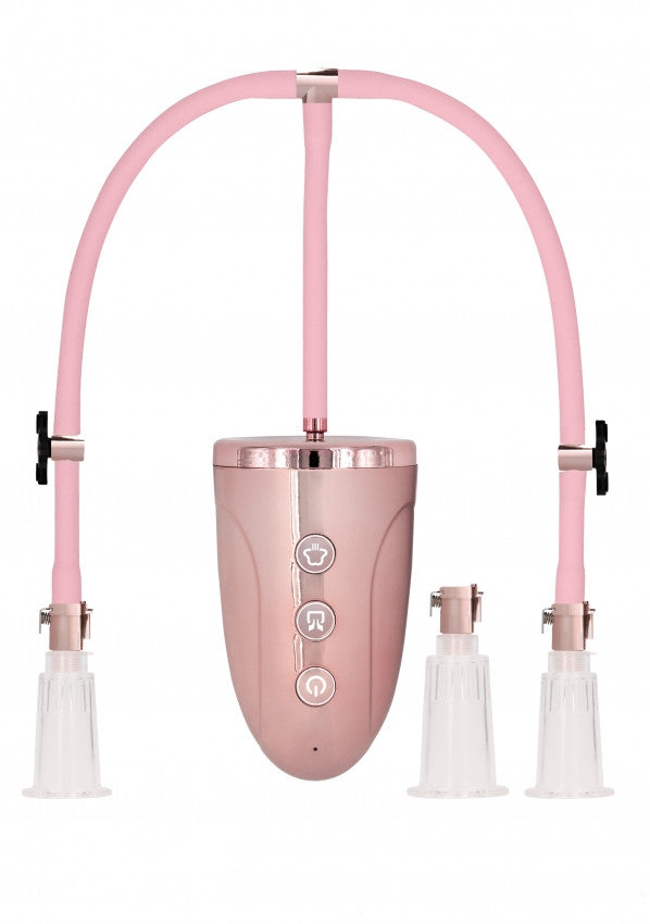 Kit pompa per capezzoli e clitoride Automatic Rechargeable Clitoral & Nipple Pump Set - L - Pink