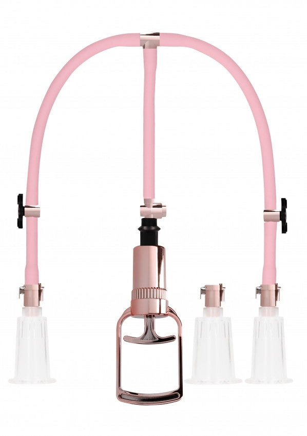 Kit pompa per capezzoli e clitoride Clitoral & Nipple Pump Set Large - Rose Gold