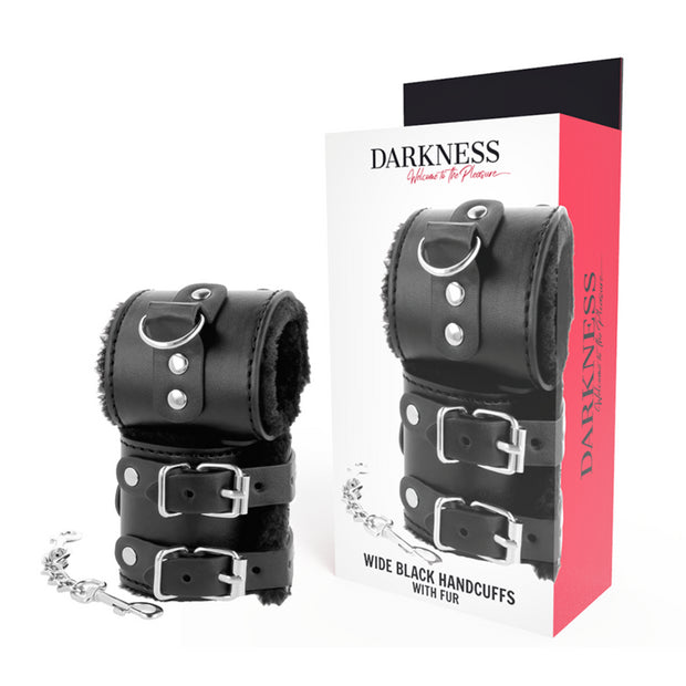 Manette professionali bdsm DARKNESS WRIST RESTRAINTS BLACK WITH FUR