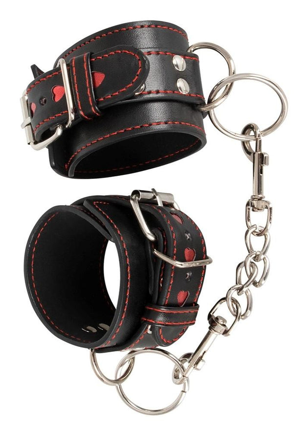 Manette sexy heart bondage costrittivo fetish in eco pelle metallo