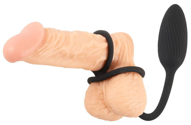 Vibratore anale Cock and Ball Ring with a RC Butt Plug