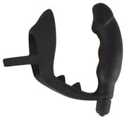 vibratore anale dildo con anello fallico indossabile plu vibrante fallo in silicone nero the black