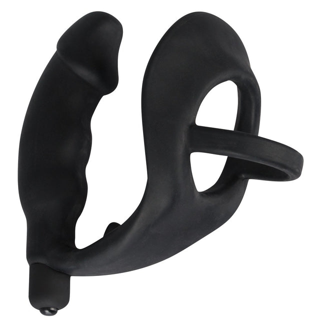 vibratore anale dildo con anello fallico indossabile plu vibrante fallo in silicone nero the black