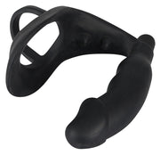 vibratore anale dildo con anello fallico indossabile plu vibrante fallo in silicone nero the black