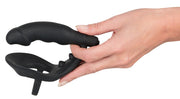 vibratore anale dildo con anello fallico indossabile plu vibrante fallo in silicone nero the black