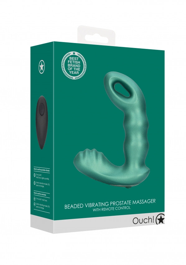 Vibratore anale per prostata Beaded Vibrating Prostate Massager with Remote Control Metallic Green