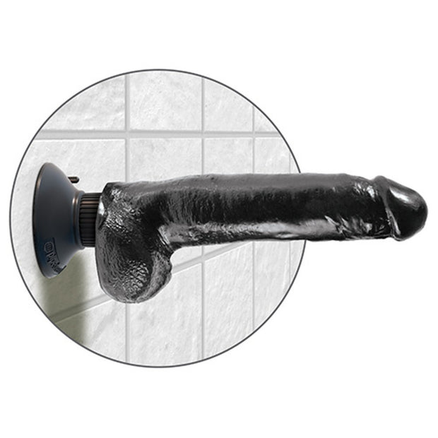 Vibratore Realistico King Cock 9 vibrating con ventosa whit Balls bLack