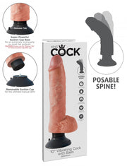 Vibratore Realistico vaginale anale King Cock 10 maxi big grande con ventosa flesh